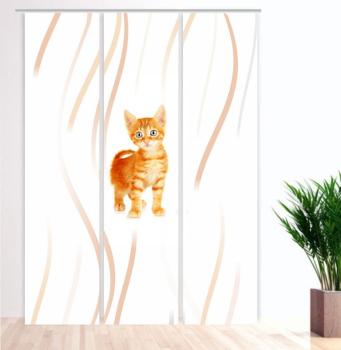 Preview: Bella Katzenbaby Flächenvorhang - 3teiliges Set Flächenvorhang 3er Set, Schiebegardine, Schiebegardinen, blickdicht, Flächenvorhang blickdicht, Schiebevorhang,